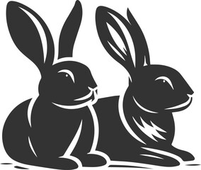 Black rabbit vector illustration animal silhouette
