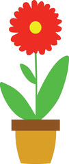 Red flower pot icon style illustration clipart garden show clipart illustration