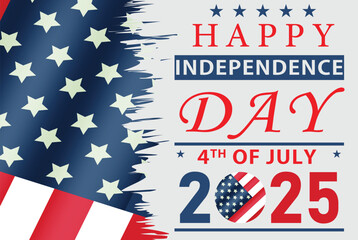 4th of July happy independence day 2025 social media post banner or background design with USA flag. United States of America Independence Day banner Celebration.Fourth July Independence Day Celebrati