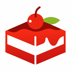 Cherry cheesecake food vector on white background.