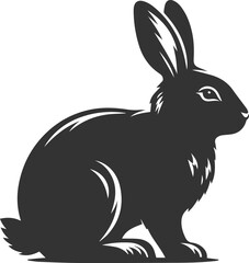 Black rabbit vector illustration animal silhouette