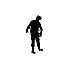 Zombie Silhouette Vector Collection Depicting Standing and Walking Undead Figures Isolated on White Background for Horror and Halloween Designs