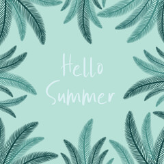 Vibrant abstract summer background with tropical leaves.