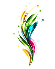 Fototapeta premium Isolated transparent Vibrant, abstract swirls of color representing creativity and energy. PNG die-cut element for advertising