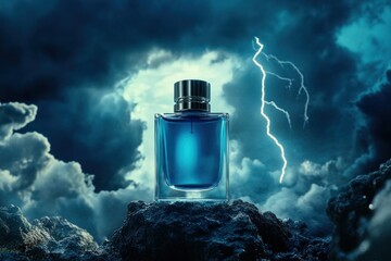 Stormy Night Perfume Bottle on Rocks