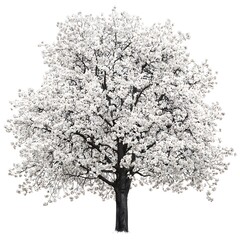 Fototapeta premium Beautiful blooming cherry tree with abundant white flowers on a clear background perfect for sp visuals and nature themes
