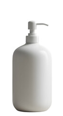 Isolated White Soap Dispenser Bottle With Pump On Transparent Background
