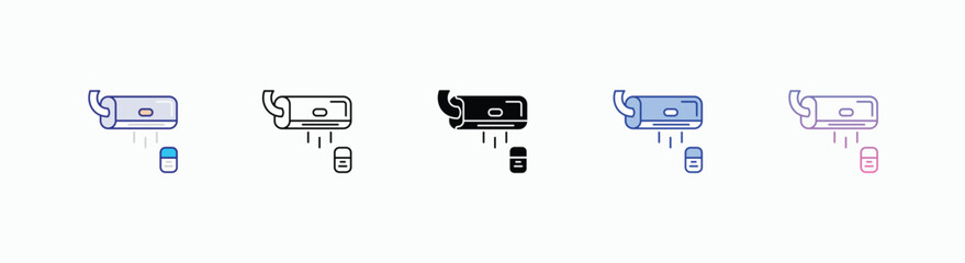 Air Conditioner icons set in different style vector stock illustration