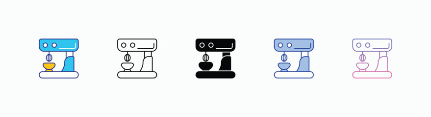 Beater Machine icons set in different style vector stock illustration