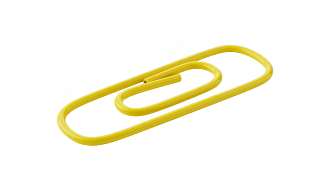 Isolated Yellow Paperclip Illustration on Transparent Background