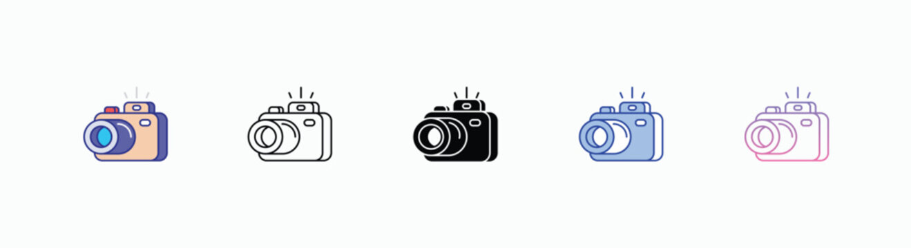 Digital Camera icons set in different style vector stock illustration
