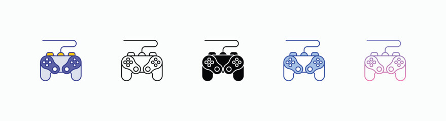 Gaming Console icons set in different style vector stock illustration