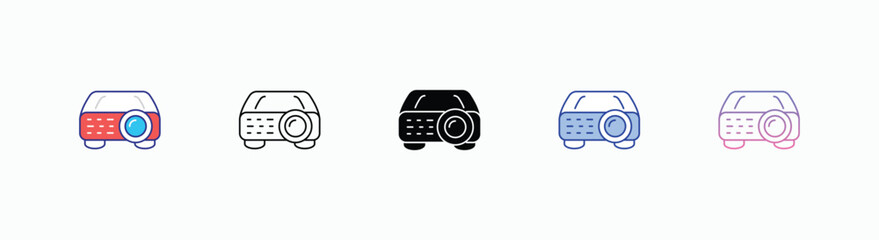 Projector icons set in different style vector stock illustration