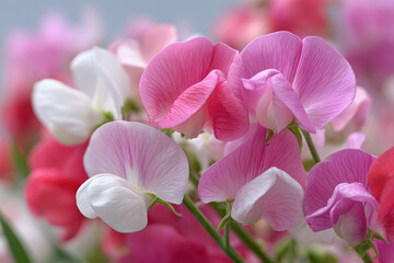Obraz premium closeup of sweet peas isolated from background showcasing their delicate petals and rich colors