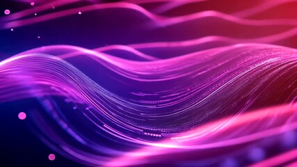 Abstract vibrant waves of pink and purple seamlessly blend together in a glowing futuristic design against a gradient dark background - Powered by Adobe