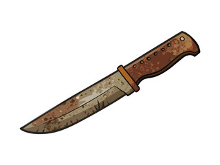 Rusty hunting knife illustration isolated on white background

