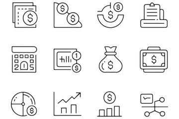 Minimalist black budget icon silhouette vector illustration isolated on transparent background
