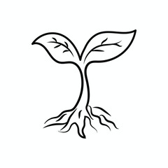 Emerging Life: A minimalist, elegant outline of a nascent sprout, showcasing the delicate beginning of growth, growth, and renewal.