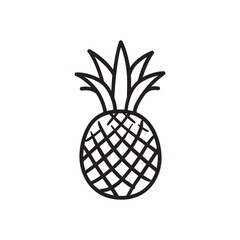 Obraz premium Simple pineapple drawing with grid lines features a transparent background design