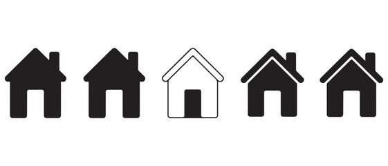 House icon silhouette in black on a clean white background for real estate design
