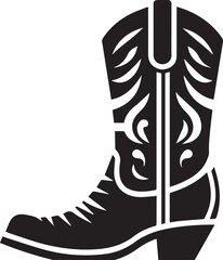 Cowboy boots black and white vector