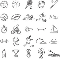 Set of Summer Sports Line Art Icons Active Lifestyle