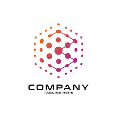 logotype letter B with dot and molecule concept logo template