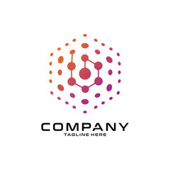 logotype letter B with dot and molecule concept logo template