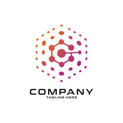 logotype letter G with dot and molecule concept logo template