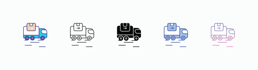 Dispatch icons set in different style vector stock illustration
