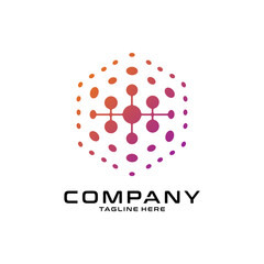 logotype letter H with dot and molecule concept logo template