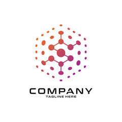 logotype letter S with dot and molecule concept logo template