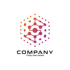 logotype letter S with dot and molecule concept logo template