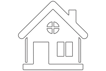 Continuous one line House concept outline isolated on white background illustration
