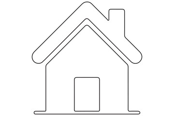 Continuous one line House concept outline isolated on white background illustration
