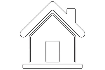 Continuous one line House concept outline isolated on white background illustration
