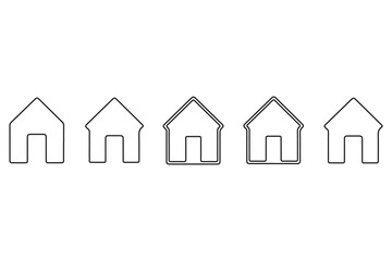 Continuous one line House concept outline isolated on white background illustration
