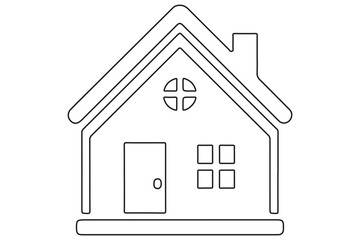 Continuous one line House concept outline isolated on white background illustration
