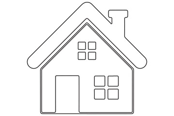 Continuous one line House concept outline isolated on white background illustration
