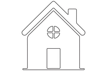 Continuous one line House concept outline isolated on white background illustration
