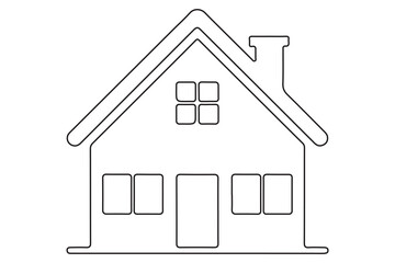Continuous one line House concept outline isolated on white background illustration
