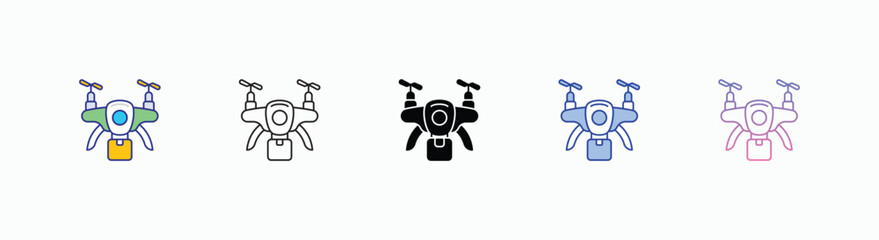 Delivery Drone icons set in different style vector stock illustration