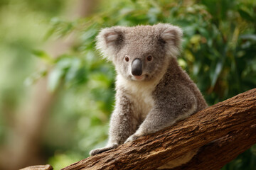 a koala bear sitting on a tree branch