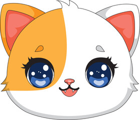 Cartoon Cat Face Kitten Head Vector