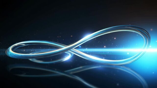 The infinite symbol elegantly glows with a blue light, representing endless possibilities and timeless continuity