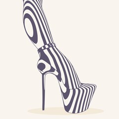 Female leg silhouettes represented in stripes. Legs design element.