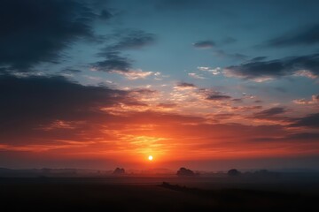 Sunrise landscape isolated on transparent background