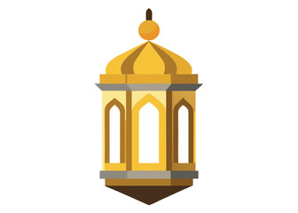 Gold metallic gold ramadan lantern vector on white  background.