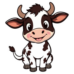 Cute Cow Clip Art Illustration – Fun Farm Animal Cartoon for Kids and Design Projects