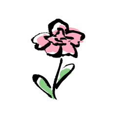 Fototapeta premium 筆タッチのピンク色の花の手描きイラスト